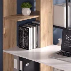 Schreibtisch Tower Weiß/Sonoma 122.2 x 55.2 cm mit 4 Fächern Vicco