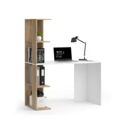 Schreibtisch Tower Weiß/Sonoma 122.2 x 55.2 cm mit 4 Fächern Vicco