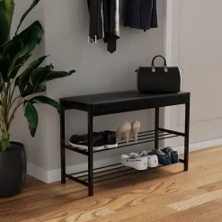 Schuhbank Borneo Schwarz 80 x 52 cm Vicco