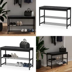 Schuhbank Borneo Schwarz 80 x 52 cm Vicco