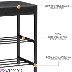 Schuhbank Borneo Schwarz 80 x 52 cm Vicco