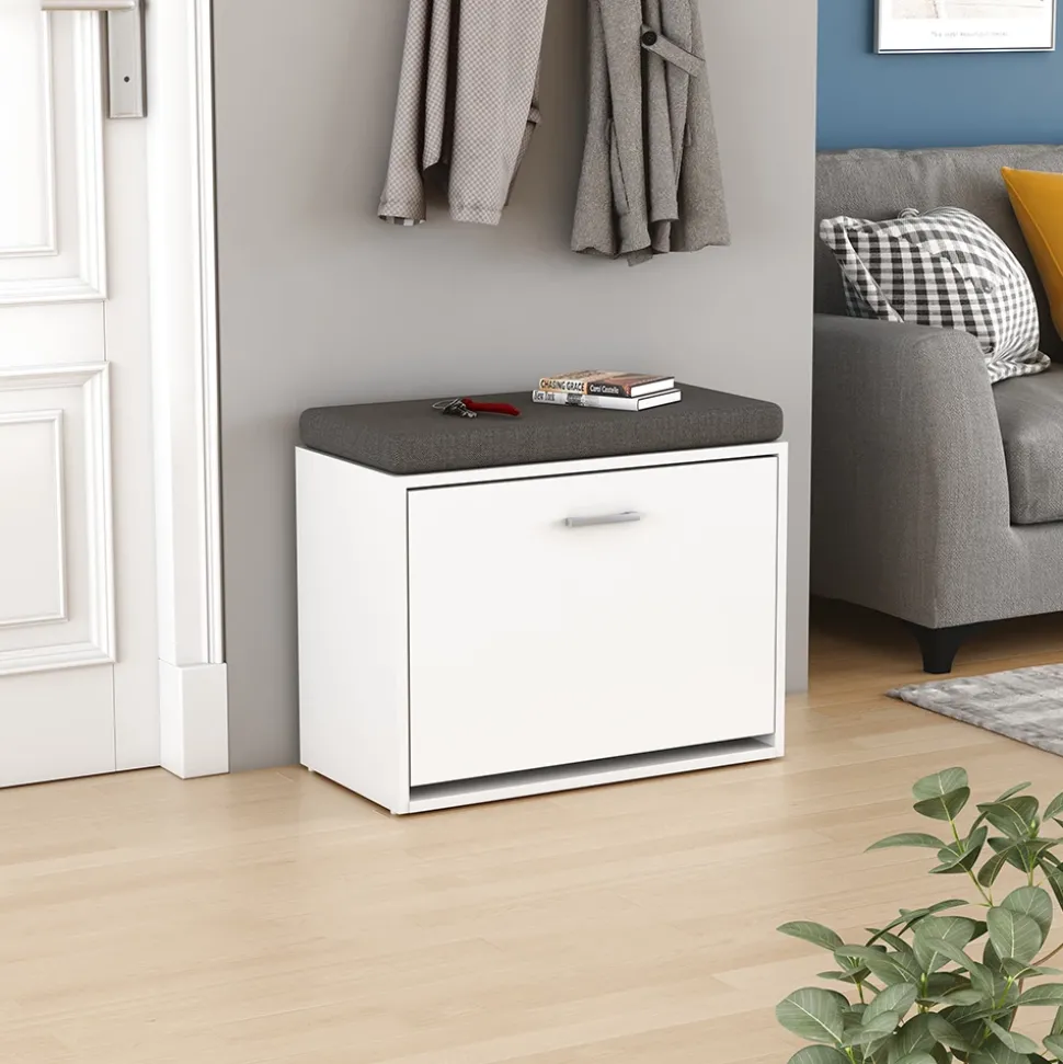 Schuhbank Georg Weiß 60 x 49.5 cm mit Auflage Vicco