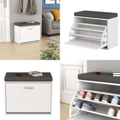 Schuhbank Georg Weiß 60 x 49.5 cm mit Auflage Vicco