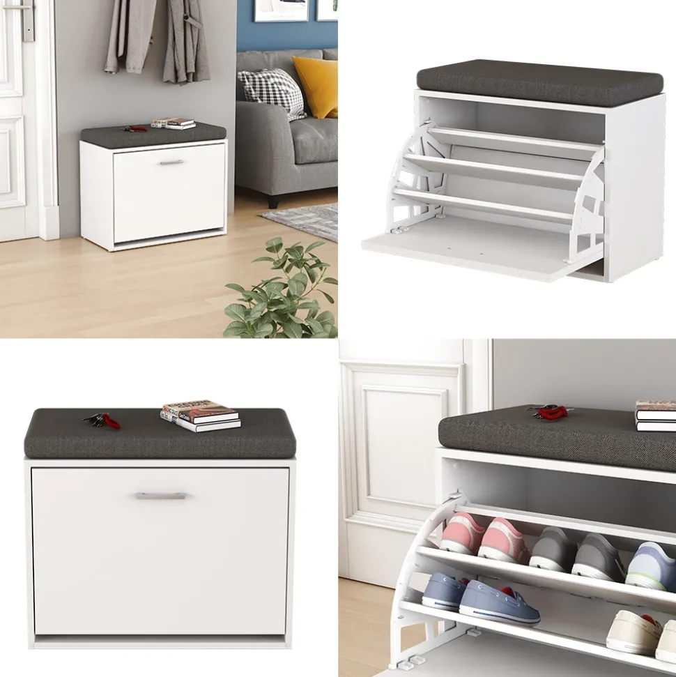 Schuhbank Georg Weiß 60 x 49.5 cm mit Auflage Vicco