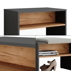 Schuhbank Orlando Anthrazit/Goldkraft Eiche 60 x 60 cm Vicco