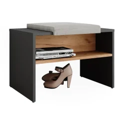 Schuhbank Orlando Anthrazit/Goldkraft Eiche 60 x 60 cm Vicco