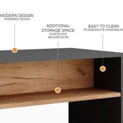 Schuhbank Orlando Anthrazit/Goldkraft Eiche 60 x 60 cm Vicco