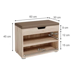 Schuhbank Rolfe Sonoma 60 x 45 cm Vicco