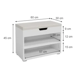 Schuhbank Rolfe Weiß 60 x 45 cm Vicco