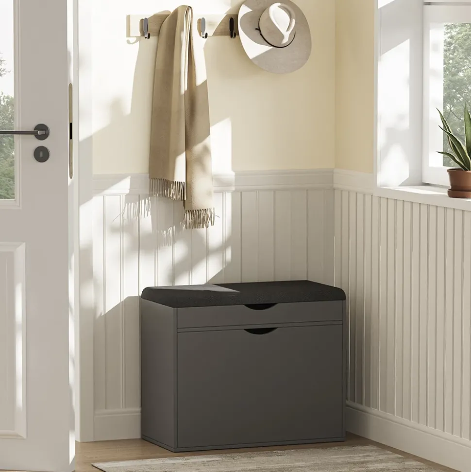 Schuhbank Schufy Anthrazit 60 x 51 cm mit 2 Fächern Vicco