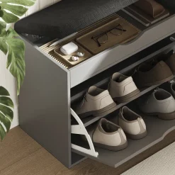 Schuhbank Schufy Anthrazit 60 x 51 cm mit 2 Fächern Vicco