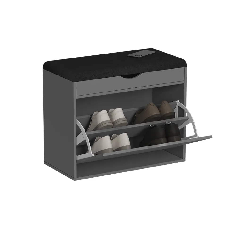 Schuhbank Schufy Anthrazit 60 x 51 cm mit 2 Fächern Vicco