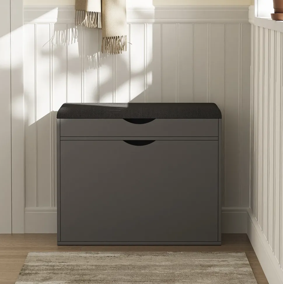 Schuhbank Schufy Anthrazit 60 x 51 cm mit 2 Fächern Vicco