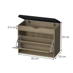 Schuhbank Schufy Sonoma 60 x 51 cm mit 2 Fächern Vicco