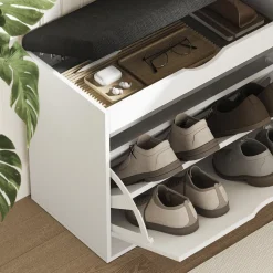 Schuhbank Schufy Weiß 60 x 51 cm mit 2 Fächern Vicco