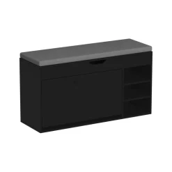 Schuhbank Solino Schwarz/Grau 90 x 50 cm mit Sitzfläche Vicco