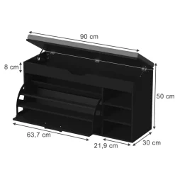 Schuhbank Solino Schwarz/Grau 90 x 50 cm mit Sitzfläche Vicco