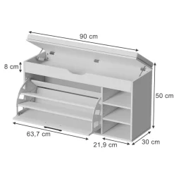 Schuhbank Solino Weiß 90 x 50 cm mit sitzfläche Vicco