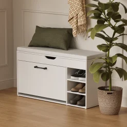 Schuhbank Solino Weiß 90 x 50 cm mit sitzfläche Vicco