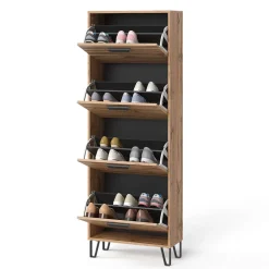 Schuhkipper Amber Eiche Wotan 60 x 168 cm mit 4 Fächern Vicco