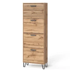 Schuhkipper Amber Eiche Wotan 60 x 168 cm mit 4 Fächern Vicco