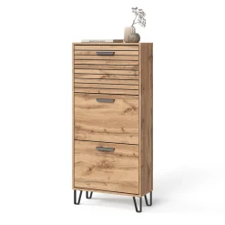 Schuhkipper Amber Eiche Wotan 62 x 130 cm mit 3 Fächern Vicco