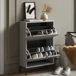 Schuhkipper Eliza Grau 60 x 92 cm mit 2 Klappschubladen Vicco