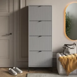 Schuhkipper Eliza Grau 60 x 168 cm mit 4 Klappschubladen Vicco