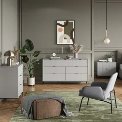 Schuhkipper Eliza Grau 60 x 168 cm mit 4 Klappschubladen Vicco