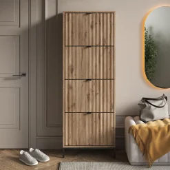 Schuhkipper Eliza Viking Oak 60 x 168 cm mit 4 Klappschubladen Vicco