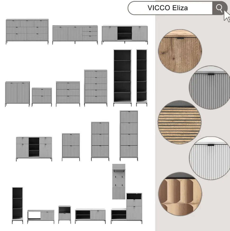 Schuhkipper Eliza Viking Oak 60 x 130 cm mit 3 Klappschubladen Vicco