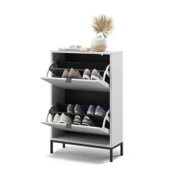 Schuhkipper Eliza Weiß 60 x 92 cm mit 2 Klappschubladen Vicco