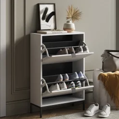 Schuhkipper Eliza Weiß 60 x 92 cm mit 2 Klappschubladen Vicco