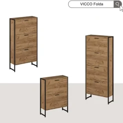 Schuhkipper Folda Goldkraft Eiche/Schwarz 63 x 152.5 cm mit 4 Kippfächern Vicco