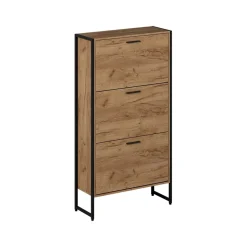 Schuhkipper Folda Goldkraft Eiche/Schwarz 63 x 119 cm mit 3 Kippfächern Vicco