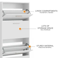 Schuhkipper Gizmo Weiß 59 x 137 cm mit 4 Fächern Vicco