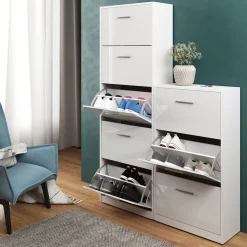 Schuhkipper Gizmo Weiß Hochglanz 59 x 169.5 cm Vicco