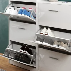 Schuhkipper Gizmo Weiß Hochglanz 59 x 169.5 cm Vicco