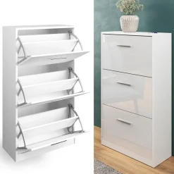Schuhkipper Gizmo Weiß Hochglanz 59 x 105 cm Vicco