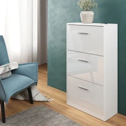 Schuhkipper Gizmo Weiß Hochglanz 59 x 105 cm Vicco