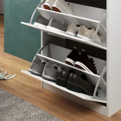 Schuhkipper Gizmo Weiß Hochglanz 59 x 105 cm Vicco