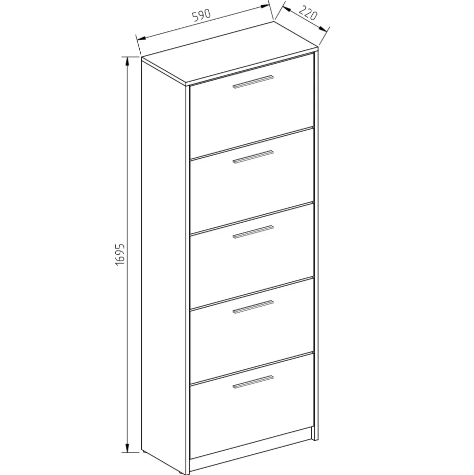 Schuhkipper Gizmo Weiß/Sonoma 59 x 169.5 cm Vicco