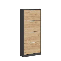 Schuhkipper Luca Anthrazit/Goldkraft Eiche 59 x 137 cm mit 4 Fächern Vicco