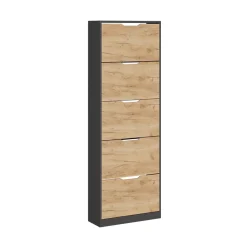 Schuhkipper Luca Anthrazit/Goldkraft Eiche 59 x 169 cm mit 5 Fächern Vicco