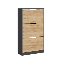 Schuhkipper Luca Anthrazit/Goldkraft Eiche 59 x 105 cm mit 3 Fächern Vicco