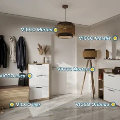 Schuhkipper Luca Sonoma/Weiß 59 x 89.5 cm mit 2 Fächern Vicco