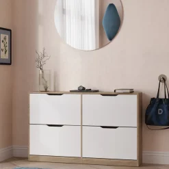 Schuhkipper Luca Sonoma/Weiß 116.6 x 72.5 cm mit 4 Fächern Vicco