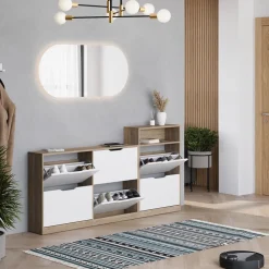 Schuhkipper Luca Sonoma/Weiß 116.6 x 72.5 cm mit 4 Fächern Vicco