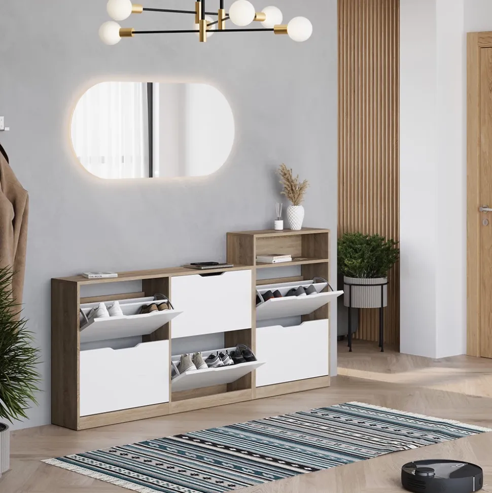 Schuhkipper Luca Sonoma/Weiß 116.6 x 72.5 cm mit 4 Fächern Vicco