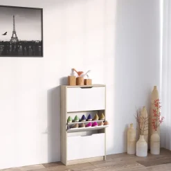 Schuhkipper Luca Sonoma/Weiß 59 x 105 cm 3 Fächer Vicco